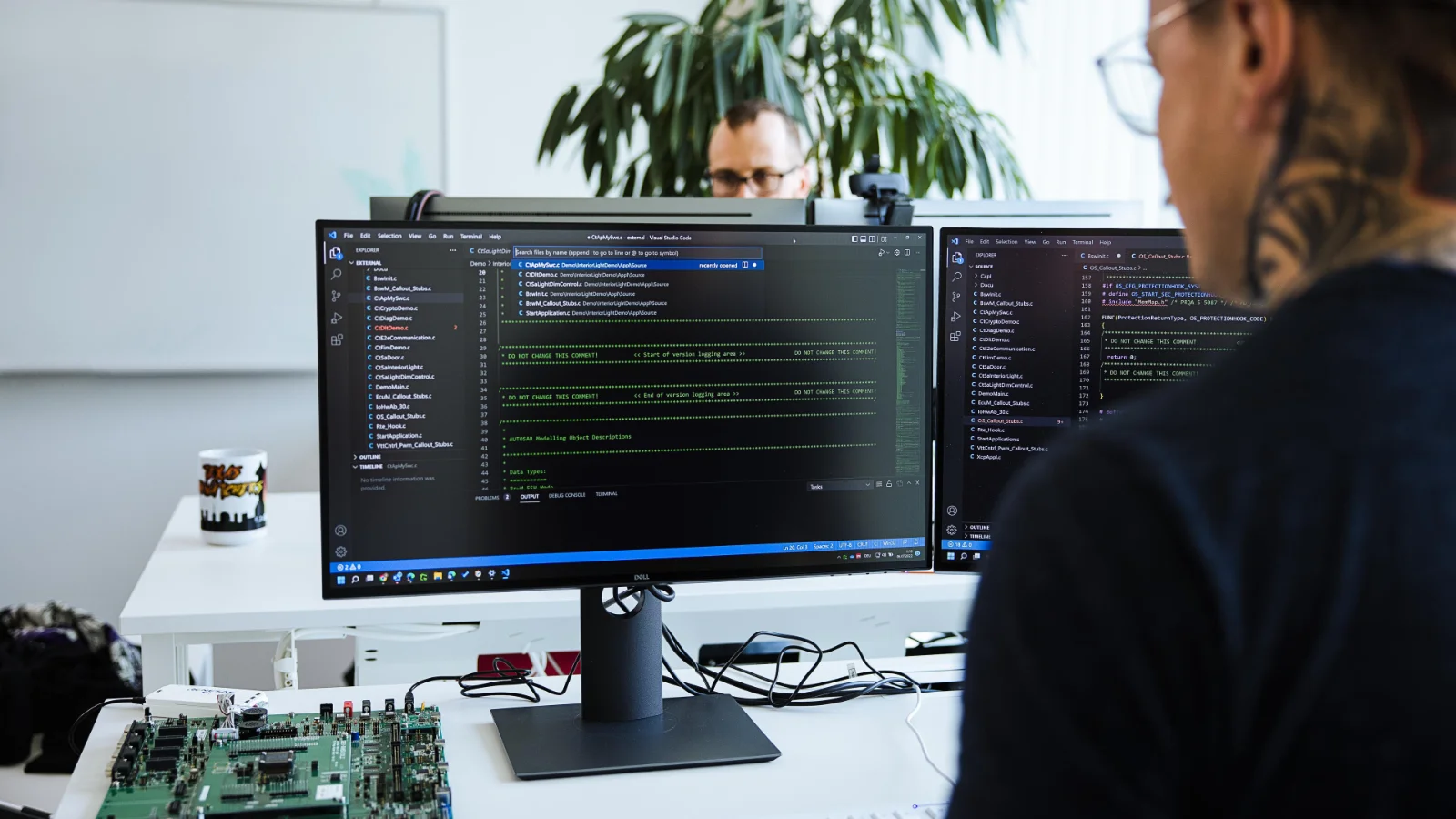 Testing Software is Every Developer's challenge Vector software developer working on software code in front of PC