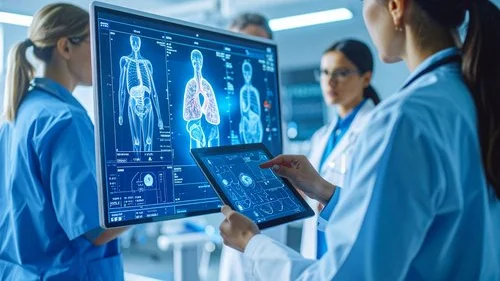 Medical staff examine X-rays Diagnostics & Imaging