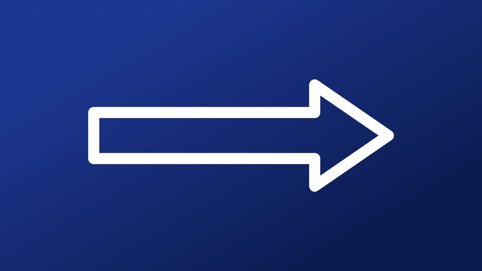 Vector illustration of a white right-pointing arrow on a blue gradient background.