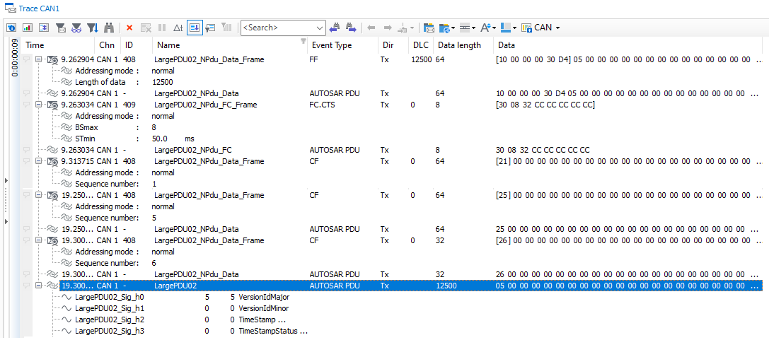 Screenshot related to the CANoe Quick Tip topic: "Large AUTOSAR PDUs via CAN – Simplified"