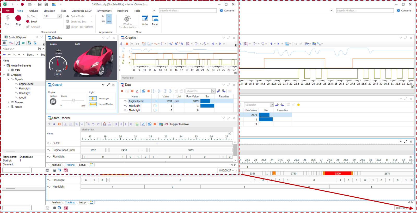 Screenshot related to the CANoe Quick Tip topic: "Be Independent of Screen Sizes and Scaling: The Dashboard Desktop Layout".
