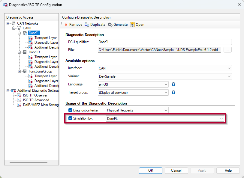 Screenshot related to the CANoe Quick Tip topic: “Basic Diagnostics Simulation of ECUs for Test-the-Tester or Gateway Testing Purposes” 