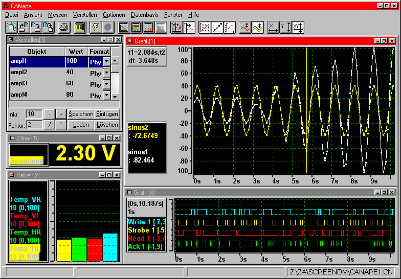 Screenshot of CANape Version 1.0