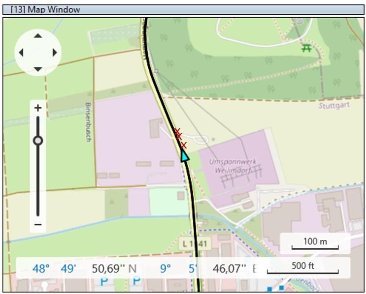 Graphic objects are superimposed in GPS and video window driver-assistance-map-window.jpg