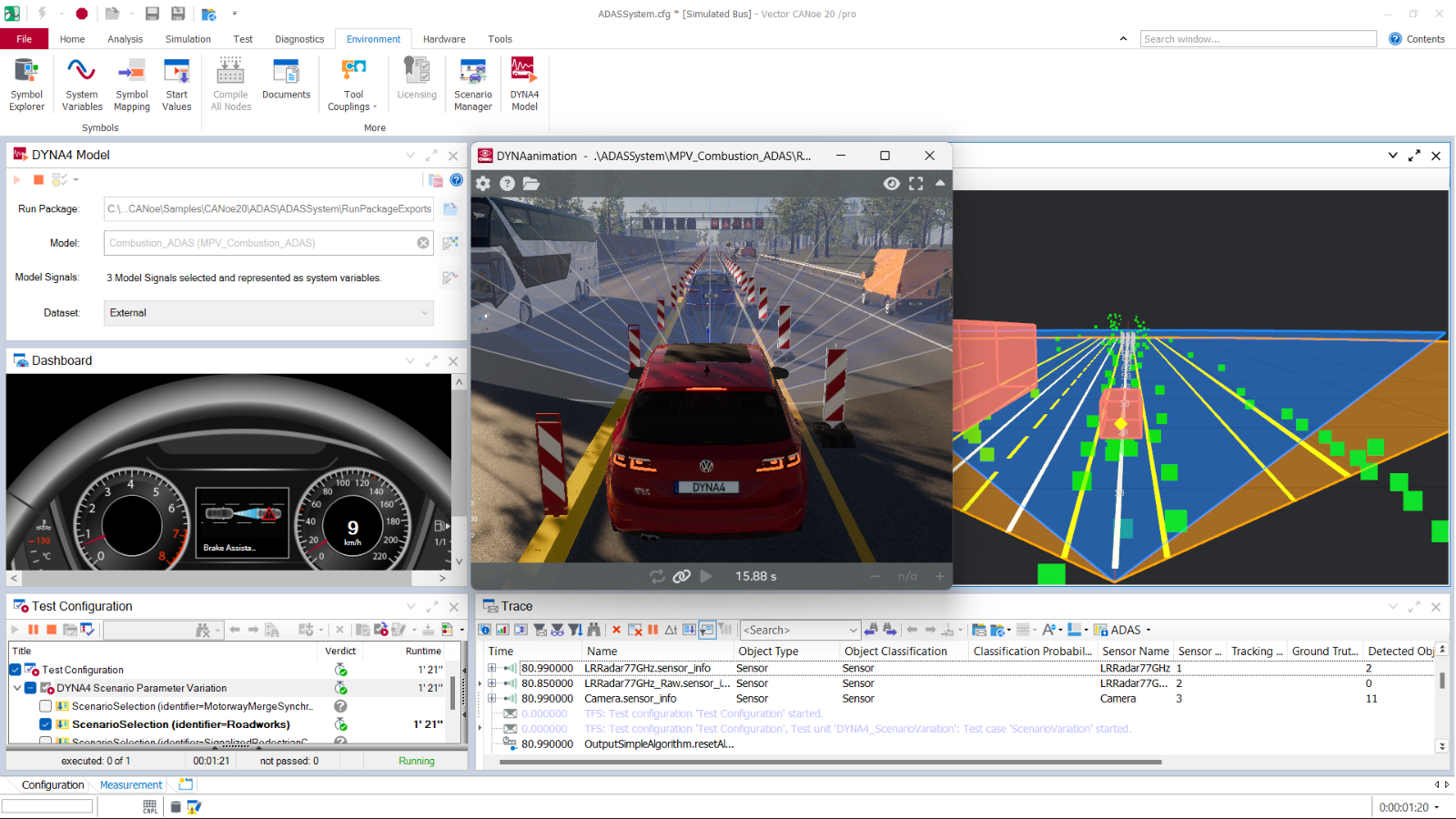 CANoe.ADAS with DYNA4 Closed-Loop Simulation CANoe Test Environment
