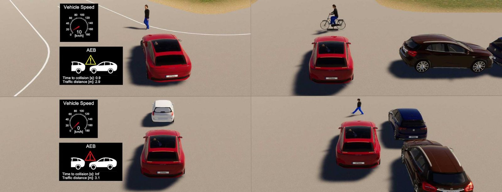 DYNA4_R9_NCAP_AEB_Testing.jpg DYNA4 - Virtual Test Driving - Release 9 Highlights, e.g. automated test and assessment of Euro NCAP 2023 maneuvers. Fully implemented in the ASAM OpenScenario XML standard.