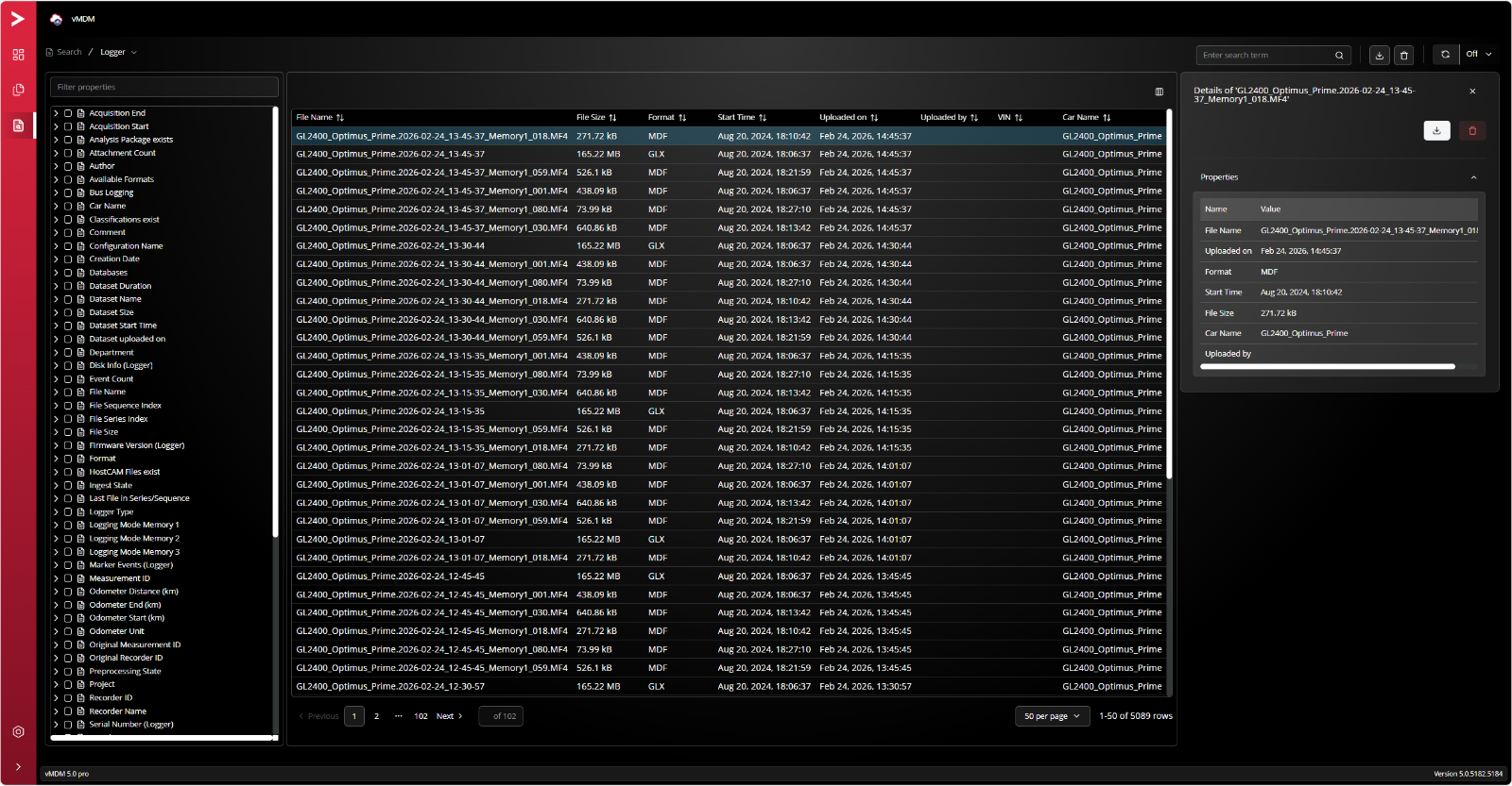 Measurement Search View You can easily filter your measurement data in the measurement search view.